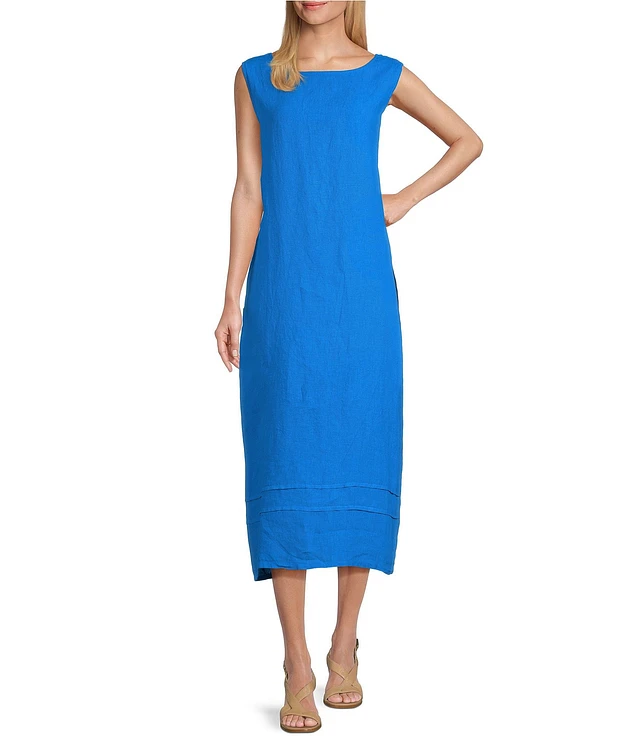 Bryn Walker Light Linen Boat Neck Sleeveless Midi Dress | Liberty Center