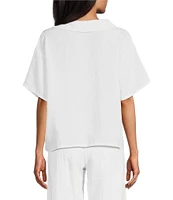 Bryn Walker Light Linen Chelsea Neck Short Sleeve Oversized Button-Front Blouse