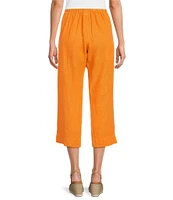 Bryn Walker Light Linen Flat Front Slim Straight Pull-On Crop Pants