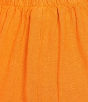 Bryn Walker Light Linen Flat Front Slim Straight Pull-On Crop Pants