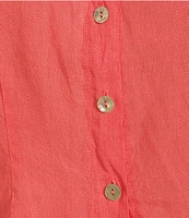 Bryn Walker Light Linen Mandarin Collar Short Sleeve Button Front Shirt