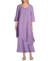 Bryn Walker Light Linen Naida Round Neck 3/4 Sleeve Asymmetric Hem Tunic