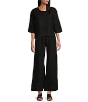 Bryn Walker Light Linen Pocketed Trouser Leg Pull-On Pants