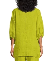 Bryn Walker Light Linen Round Neck Elbow Dolman Sleeve Tunic