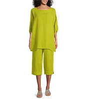 Bryn Walker Light Linen Round Neck Elbow Dolman Sleeve Tunic