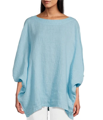 Bryn Walker Light Linen Round Neck Elbow Dolman Sleeve Tunic