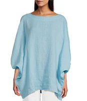 Bryn Walker Light Linen Round Neck Elbow Dolman Sleeve Tunic