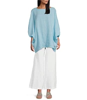 Bryn Walker Light Linen Round Neck Elbow Dolman Sleeve Tunic