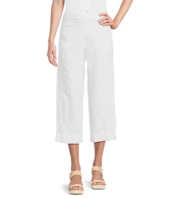 Bryn Walker Light Linen Slim Straight Pull-On Crop Pants