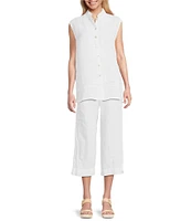 Bryn Walker Light Linen Slim Straight Pull-On Crop Pants