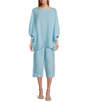 Bryn Walker Light Linen Straight Leg Pull-On Cropped Pants