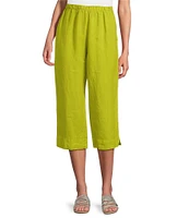 Bryn Walker Light Linen Straight Leg Pull-On Cropped Pants