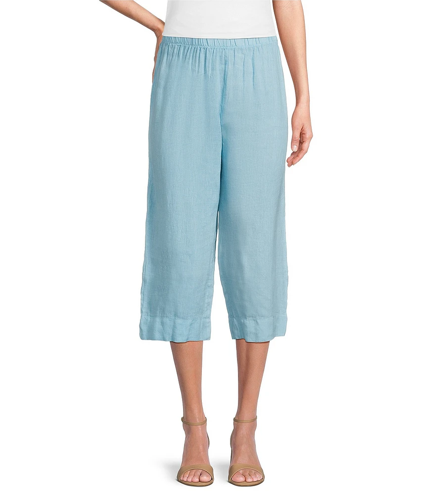 Bryn Walker Light Linen Straight Leg Pull-On Cropped Pants