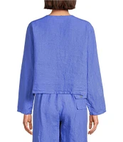 Bryn Walker Light Linen V-Neck 3/4 Sleeve Button Front Crop Cardigan