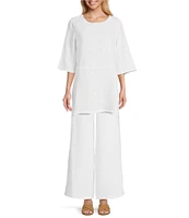 Bryn Walker Light Linen Wide-Leg Pull-On Long Full Length Pants