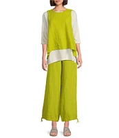 Bryn Walker Light Linen Zoe Scoop Neck Sleeveless Side Ties Oversized Vest