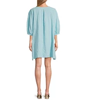 Bryn Walker Lucien Floral Cotton Jacquard Round Neck 3/4 Sleeve Balloon Dress