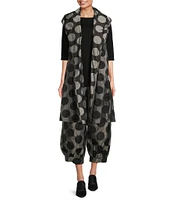 Bryn Walker Marceline Memory Crunch Jacquard Dot Print Shawl Collar Sleeveless A-Line Vest