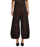 Bryn Walker Medina Rosa Nera Brocade Flat Front Lantern Tapered Wide Leg Pant