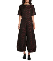 Bryn Walker Medina Rosa Nera Brocade Flat Front Lantern Tapered Wide Leg Pant