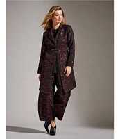 Bryn Walker Medina Rosa Nera Brocade Flat Front Lantern Tapered Wide Leg Pant