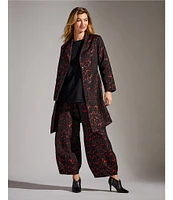 Bryn Walker Medina Rosa Nera Brocade Flat Front Lantern Tapered Wide Leg Pant