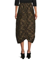 Bryn Walker Memory Crunch Jacquard Geo Print Adjustable Tie Ruched Pull-On Skirt