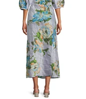 Bryn Walker Memory Crunch Taffeta Bias Printed A-Line Pull-On Coordinating Skirt