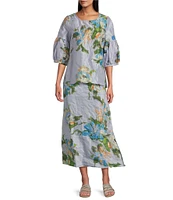 Bryn Walker Memory Crunch Taffeta Bias Printed A-Line Pull-On Coordinating Skirt