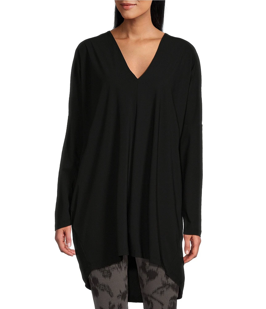 Bryn Walker Microfiber Jersey Raquel Deep V-Neck Long Sleeve Oversized Tunic