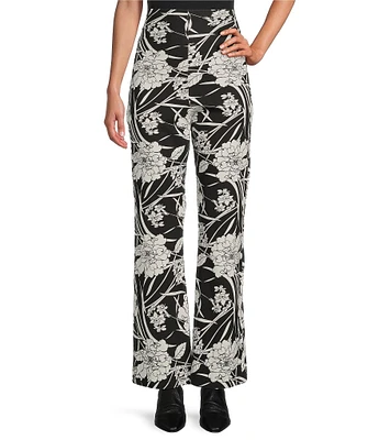 Bryn Walker Modal Ponti Floral Print High Waist Flare Leg Pants