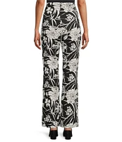 Bryn Walker Modal Ponti Floral Print High Waist Flare Leg Pants