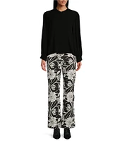 Bryn Walker Modal Ponti Floral Print High Waist Flare Leg Pants