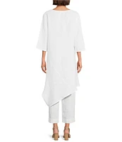Bryn Walker Nadia Light Linen Round Neck 3/4 Sleeve Asymmetrical Tunic