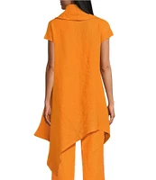 Bryn Walker Noa Light Linen Cowl Neck Cap Sleeve Asymmetrical Hem Tunic