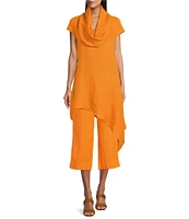Bryn Walker Noa Light Linen Cowl Neck Cap Sleeve Asymmetrical Hem Tunic