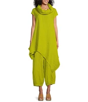 Bryn Walker Noa Light Linen Draped Cowl Neck Short Sleeve Asymmetric Tunic