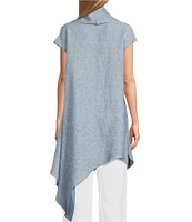 Bryn Walker Noa Linen Cowl Neck Cap Sleeve Asymmetrical Tunic