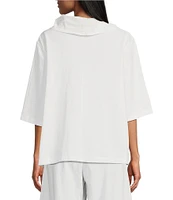 Bryn Walker Nola Cotton Jersey Cowl Neck Elbow Sleeve Shirt