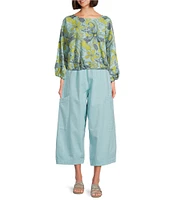 Bryn Walker Organic Cotton Poplin Gianna Floral Round Neck Long Sleeve Shirt