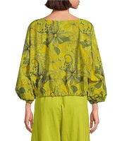 Bryn Walker Organic Cotton Poplin Gianna Floral Round Neck Relaxed Long Sleeve Shirt