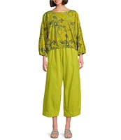 Bryn Walker Organic Cotton Poplin Gianna Floral Round Neck Relaxed Long Sleeve Shirt