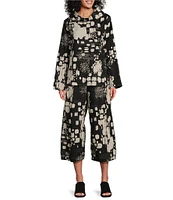 Bryn Walker Organic Cotton Poplin Printed Wide-Leg Cropped Pull-On Pants