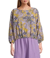 Bryn Walker Organic Poplin Gianna Floral Round Neck Long Sleeve Shirt
