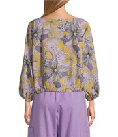 Bryn Walker Organic Poplin Gianna Floral Round Neck Long Sleeve Shirt