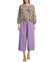 Bryn Walker Organic Poplin Gianna Floral Round Neck Long Sleeve Shirt