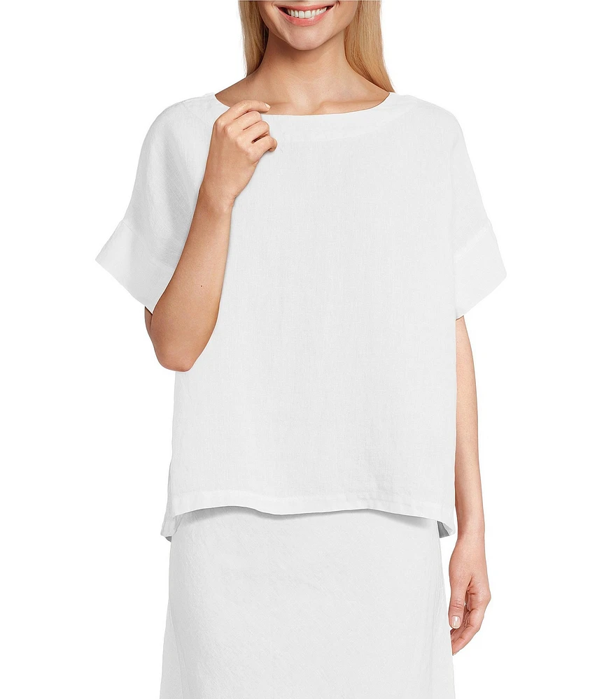 Bryn Walker Orla Light Linen Boat Neck Short Sleeve Shirt