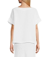 Bryn Walker Orla Light Linen Boat Neck Short Sleeve Shirt
