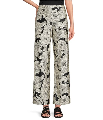 Bryn Walker Osca Biachi Neri Knit Flat Front Wide Leg Coordinating Pull-On Pants
