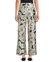 Bryn Walker Osca Biachi Neri Knit Flat Front Wide Leg Coordinating Pull-On Pants